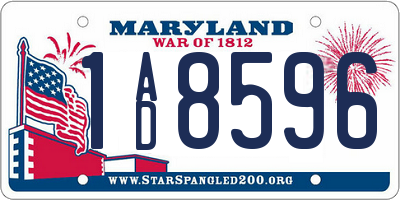 MD license plate 1AD8596