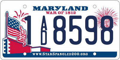 MD license plate 1AD8598