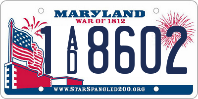 MD license plate 1AD8602