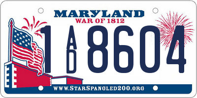 MD license plate 1AD8604