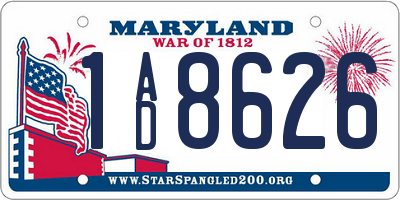 MD license plate 1AD8626