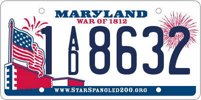 MD license plate 1AD8632
