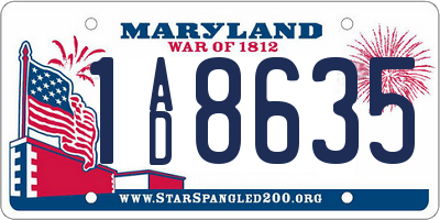 MD license plate 1AD8635