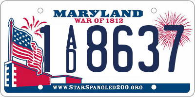MD license plate 1AD8637