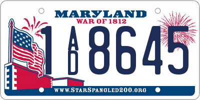 MD license plate 1AD8645