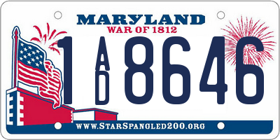 MD license plate 1AD8646