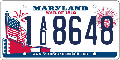 MD license plate 1AD8648