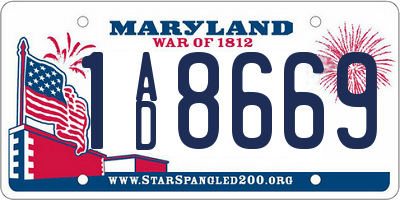 MD license plate 1AD8669