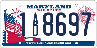 MD license plate 1AD8697