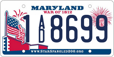 MD license plate 1AD8699