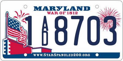 MD license plate 1AD8703