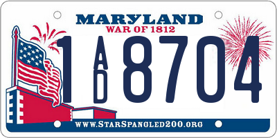 MD license plate 1AD8704