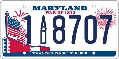 MD license plate 1AD8707