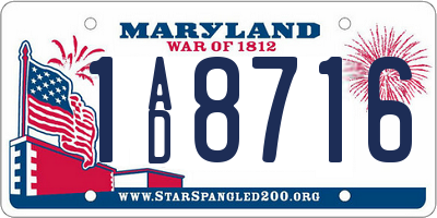 MD license plate 1AD8716