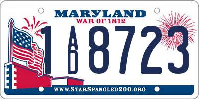 MD license plate 1AD8723