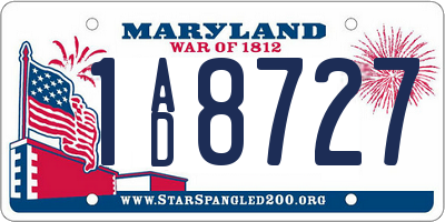 MD license plate 1AD8727