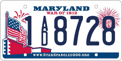 MD license plate 1AD8728