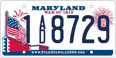MD license plate 1AD8729