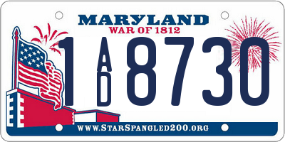 MD license plate 1AD8730