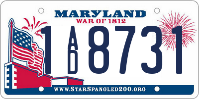 MD license plate 1AD8731