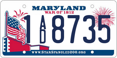 MD license plate 1AD8735