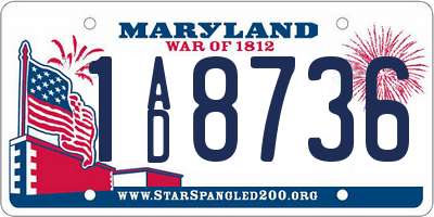 MD license plate 1AD8736
