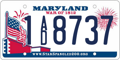 MD license plate 1AD8737