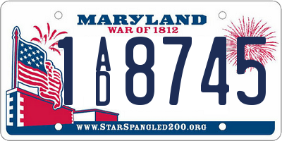 MD license plate 1AD8745