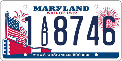 MD license plate 1AD8746