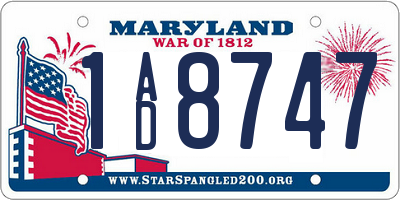 MD license plate 1AD8747