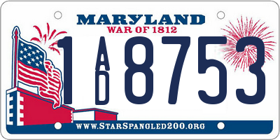 MD license plate 1AD8753