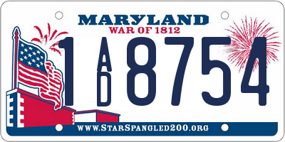 MD license plate 1AD8754