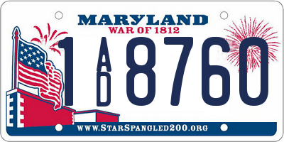 MD license plate 1AD8760