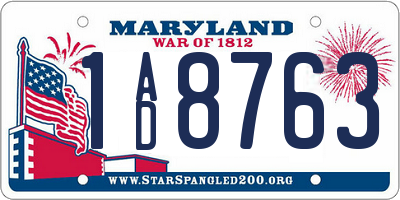 MD license plate 1AD8763