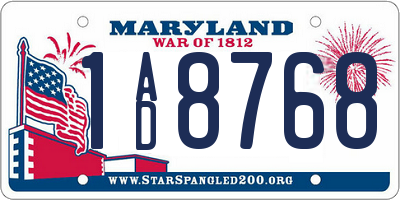 MD license plate 1AD8768
