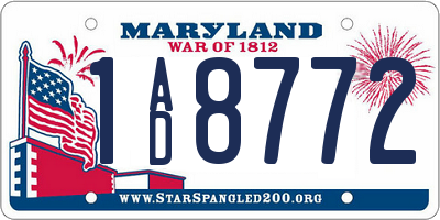 MD license plate 1AD8772