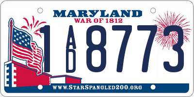 MD license plate 1AD8773
