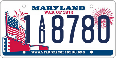 MD license plate 1AD8780