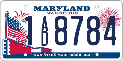 MD license plate 1AD8784