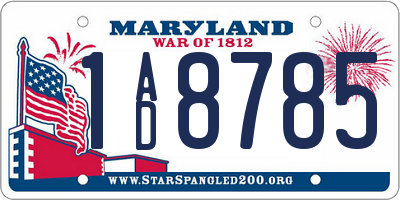 MD license plate 1AD8785