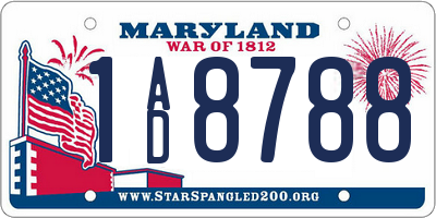 MD license plate 1AD8788