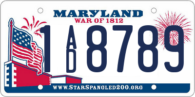 MD license plate 1AD8789