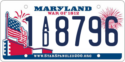 MD license plate 1AD8796