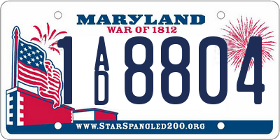 MD license plate 1AD8804