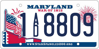 MD license plate 1AD8809