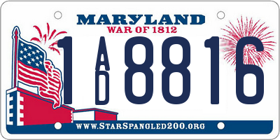MD license plate 1AD8816