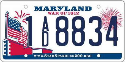 MD license plate 1AD8834