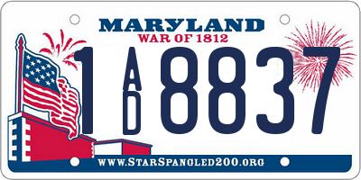 MD license plate 1AD8837