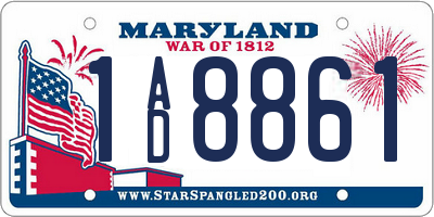 MD license plate 1AD8861