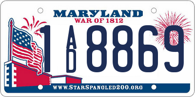 MD license plate 1AD8869